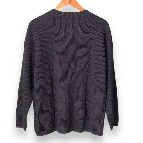 Aerie Black Cotton Rib Knit 1/2 Button Pullover Henley Sweater Size XSmall NEW - Picture 2 of 5